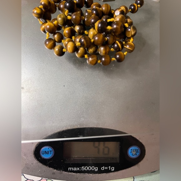 Vintage Tiger Eye necklace artisan crafted beaded tribal stone long - Picture 14 of 14